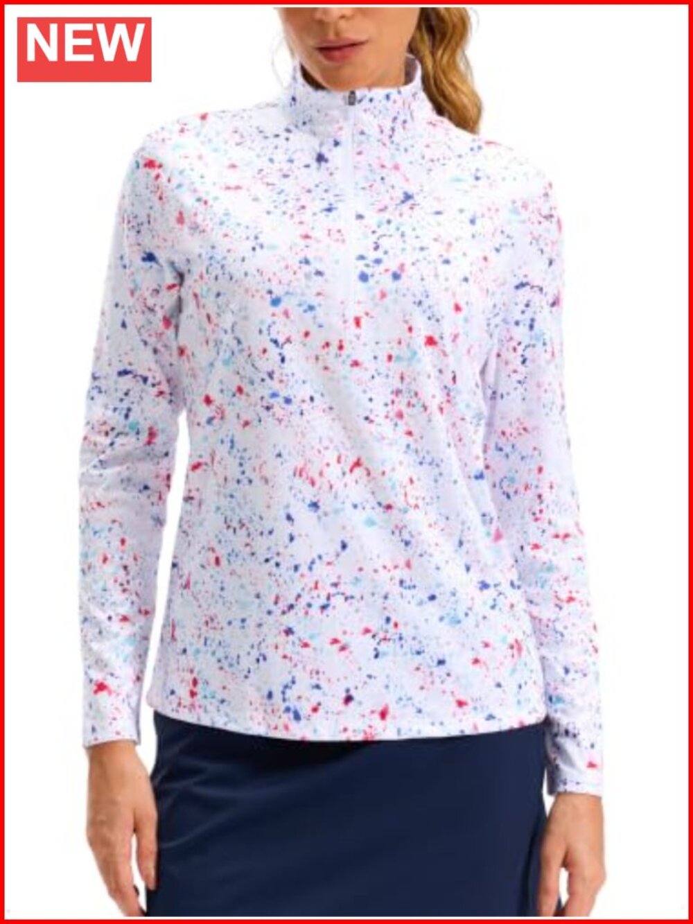 Quarter Zip Pullover Athletic Mock Neck Sun Shirt Golf Tennis